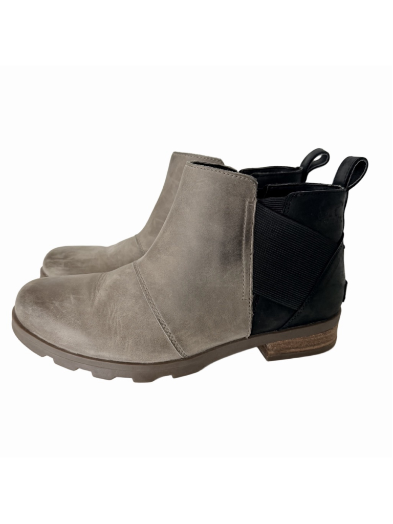 Sorel Emelie Chelsea Boots Quarry Black Women's Size 9 Waterproof